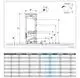 Schematische Darstellung eines vertikalen Edelstahl-Warmwasserspeichers mit technischen Maßen, gefertigt von Bosch. Maße sind beschriftet und systematisch aufgelistet.
